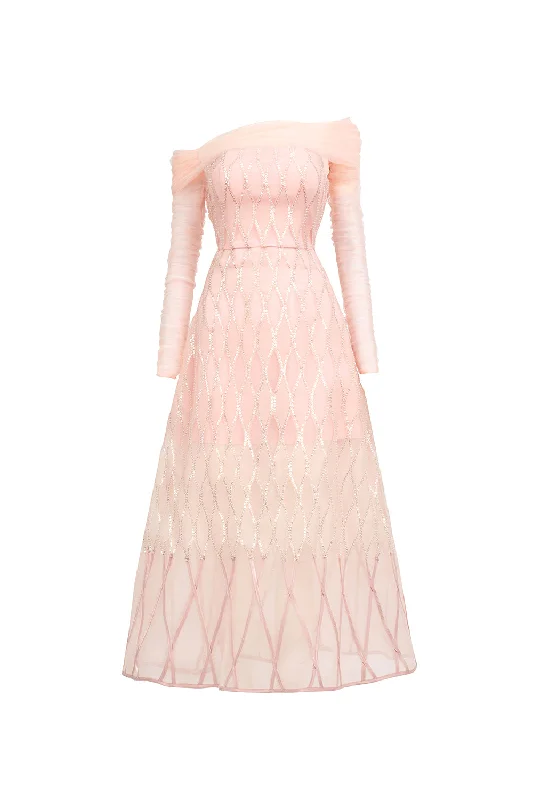 Midi dresses with ruched sleeves for a more fitted and stylish arm look Elysium A-line Asymmetric Neck Polyester Midi Dress Midi dresses with ruched sleeves for a more fitted and stylish arm look Elysium A-line Asymmetric Neck Polyester Midi Dress