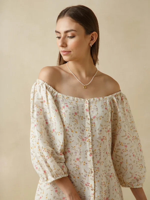 Midi dresses with one - shoulder designs for a modern and asymmetric style Periwinkle Linen Dress Midi dresses with one - shoulder designs for a modern and asymmetric style Periwinkle Linen Dress