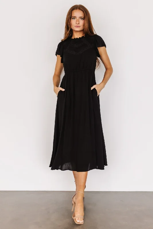 Midi dresses with keyhole backs for a flirty and unexpected detail Prestyn Midi Dress | Black Midi dresses with keyhole backs for a flirty and unexpected detail Prestyn Midi Dress | Black