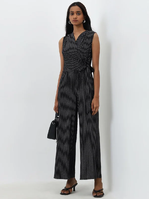 Midi dresses with belted waists to accentuate the figure Wardrobe Black Striped Design Jumpsuit Midi dresses with belted waists to accentuate the figure Wardrobe Black Striped Design Jumpsuit