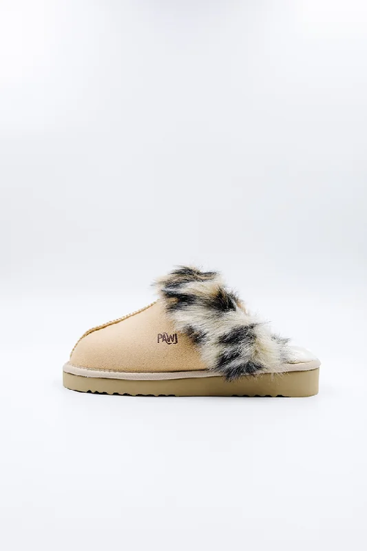 PAWJ Slippers | Tan / Wild Leopard