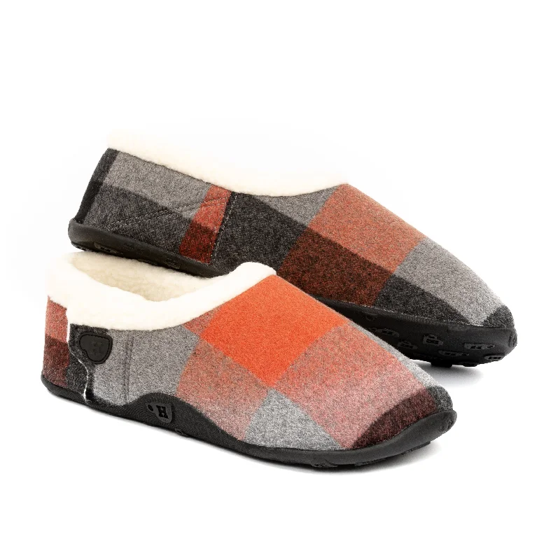 James - Orange & Grey Check Men's Slippers