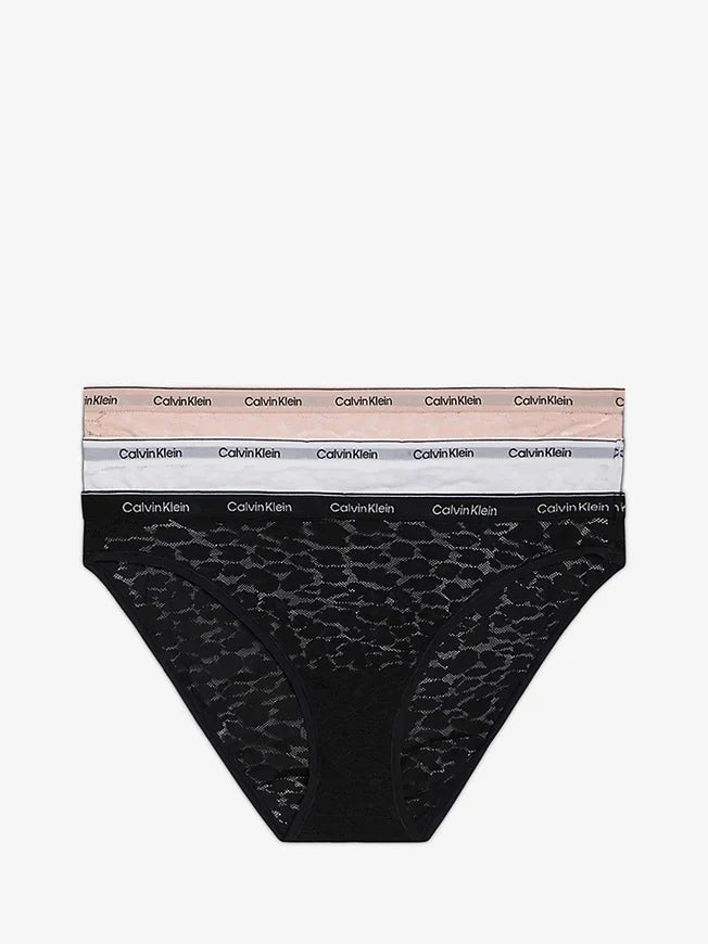 MODERN LACE 3 Pack Bikini Womens Black/White/Subdued