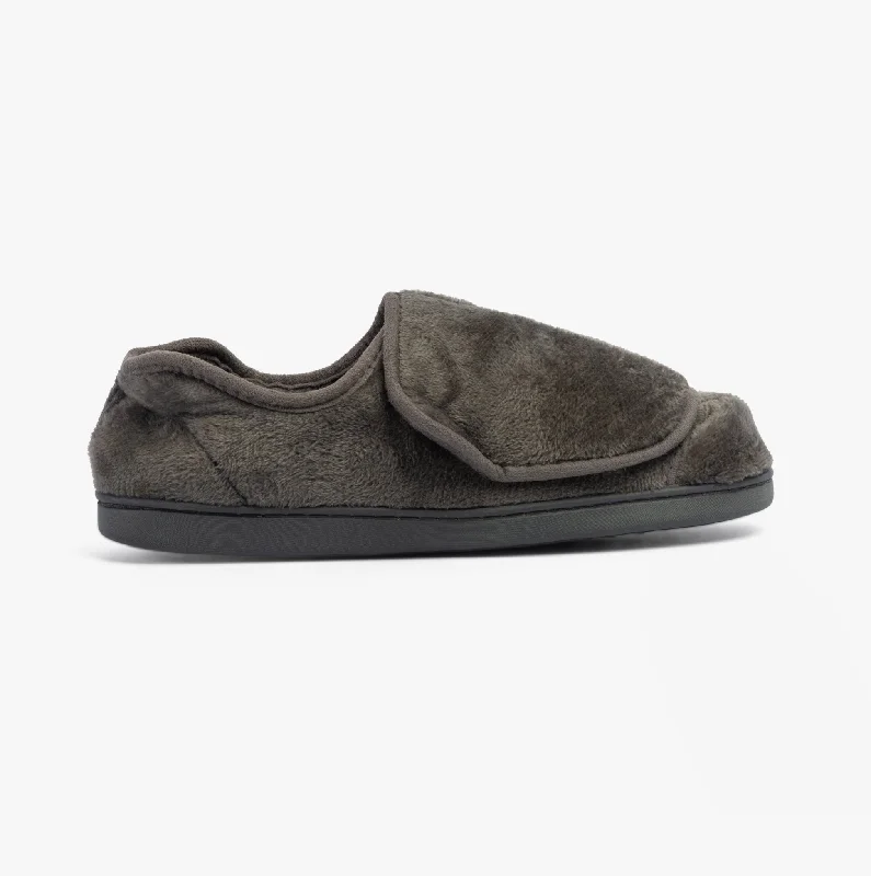 VELVIT Mens Slippers Grey