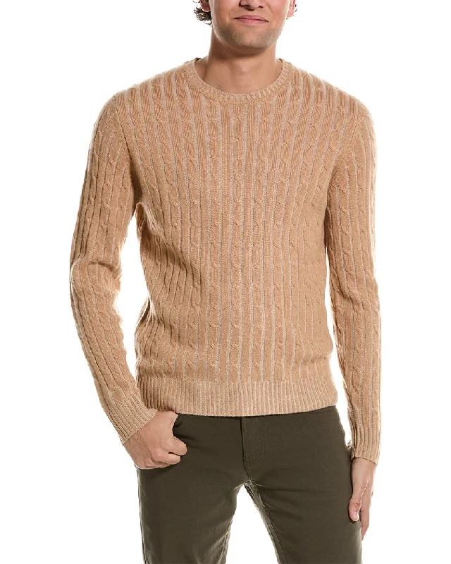 Amicale Cashmere Plaited Cable Cashmere Crewneck Sweater