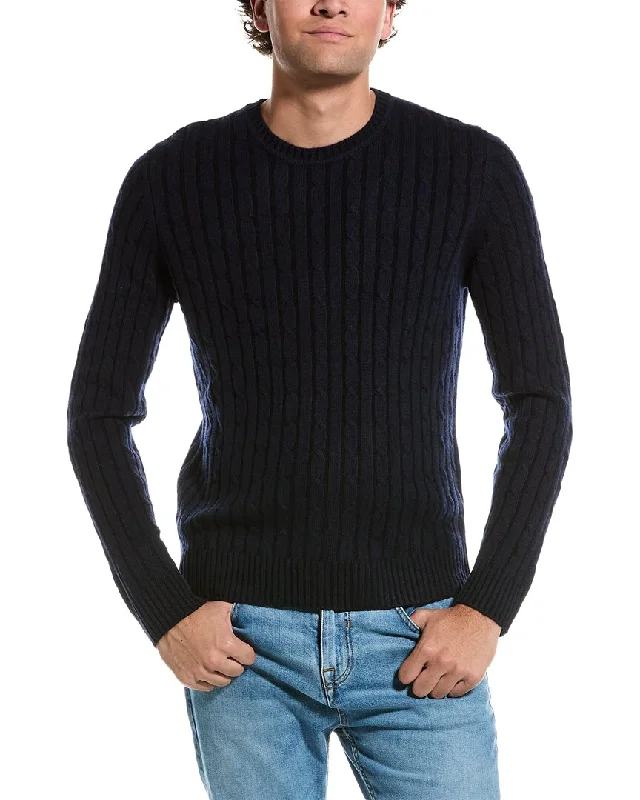 Amicale Cashmere Plaited Cable Cashmere Crewneck Sweater