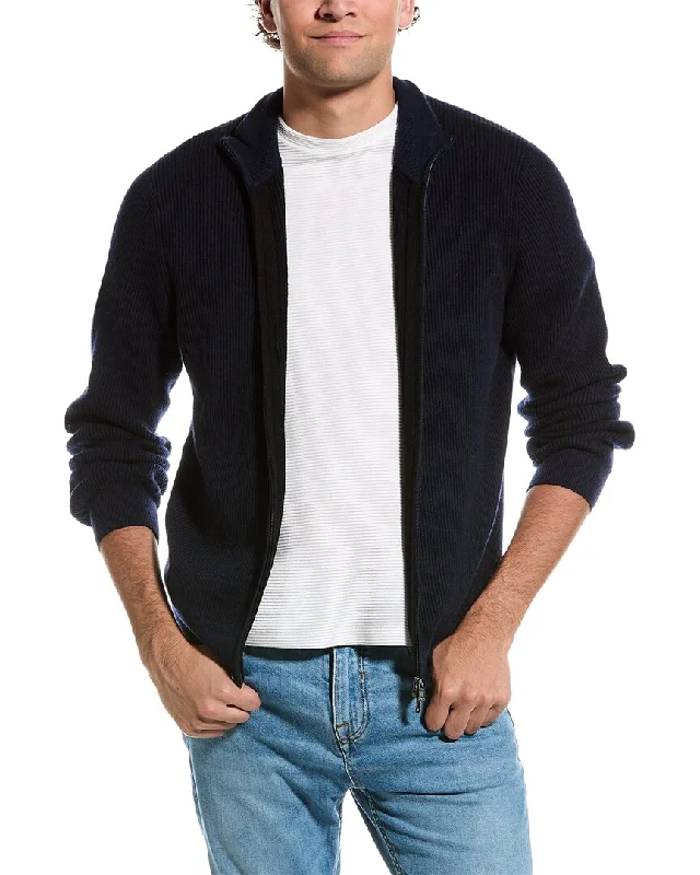 Amicale Cashmere Plaited Rib Full Zip Cashmere Cardigan