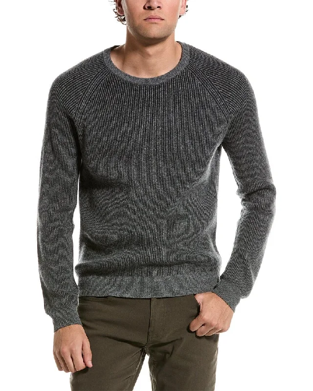 Amicale Cashmere Plaited Rib Raglan Cashmere Crewneck Sweater