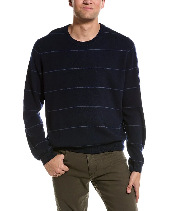 Amicale Cashmere Tonal Stripe Crewneck Cashmere Sweater