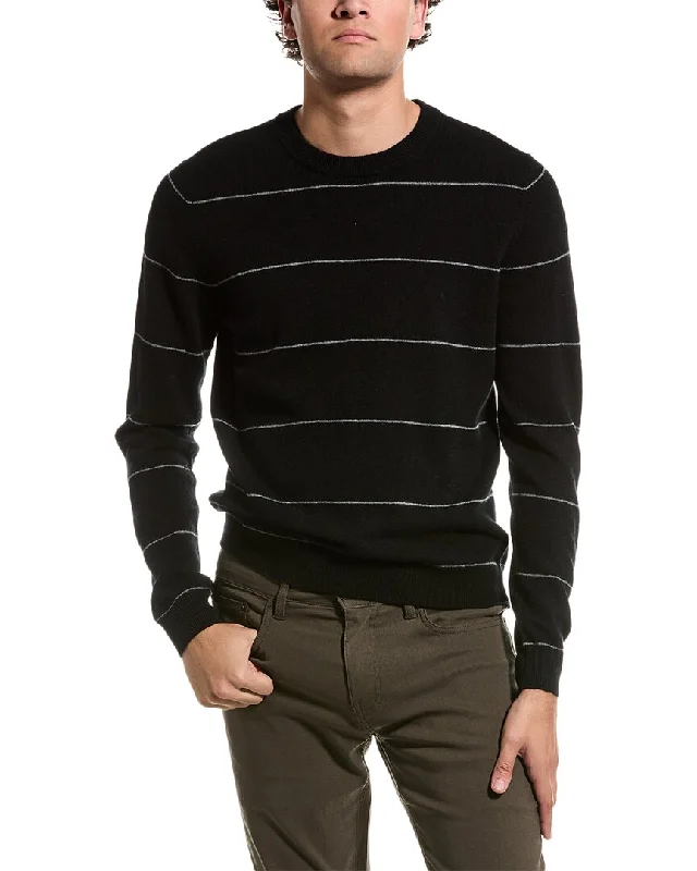 Amicale Cashmere Tonal Stripe Crewneck Cashmere Sweater