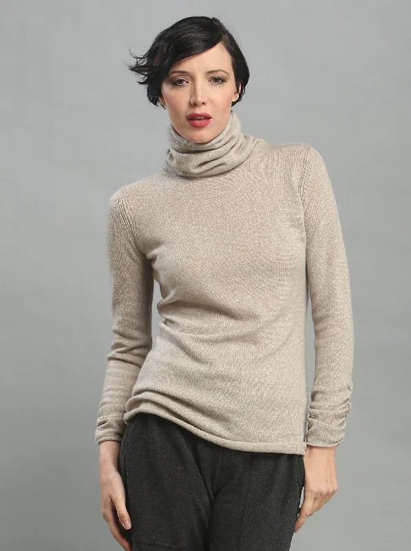 Plus Size Women's Pullovers with Pockets for Practicality Cinching Turtleneck