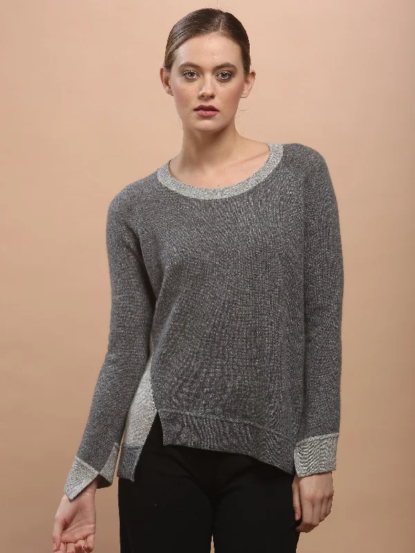 Ruffled Women's Pullovers in Soft Pastels for a Feminine Touch Color Block Crewneck