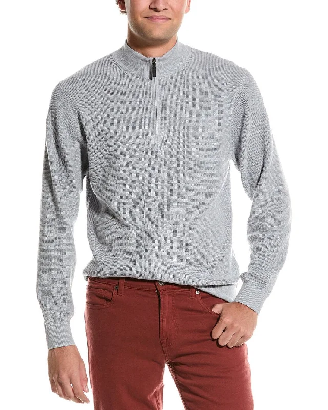 Douglas Anthony Thermal Quarter Zip Cashmere-Blend Sweater