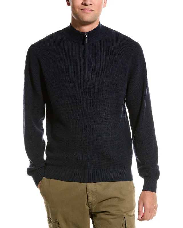 Douglas Anthony Thermal Quarter Zip Cashmere-Blend Sweater