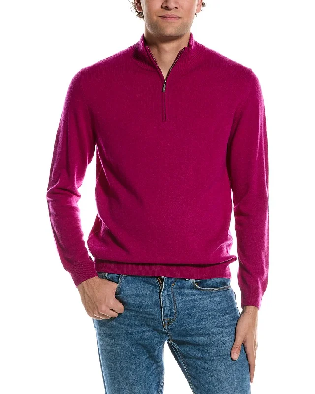 Forte Cashmere Mock Neck Cashmere 1/4-Zip Sweater