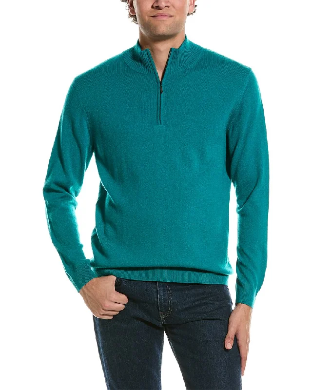 Forte Cashmere Mock Neck Cashmere 1/4-Zip Sweater