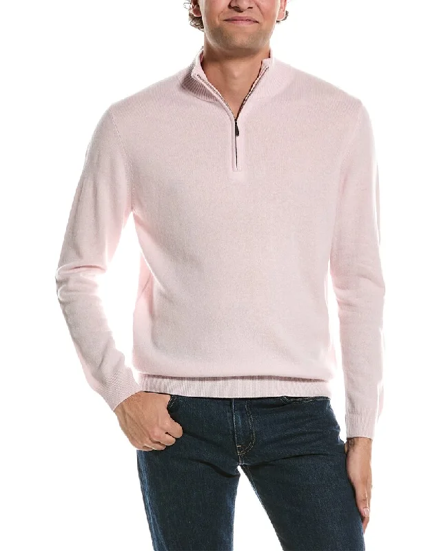 Forte Cashmere Mock Neck Cashmere 1/4-Zip Sweater