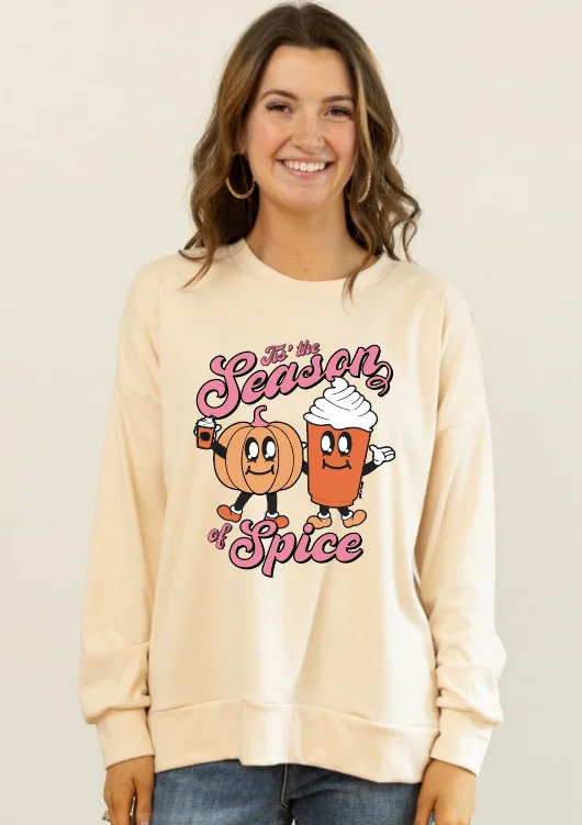 Cropped Women's Pullovers in a Sporty Style for Trendy Outfits It's the Season for Spice Sweatshirt, Ivory Cropped Women's Pullovers in a Sporty Style for Trendy Outfits It's the Season for Spice Sweatshirt, Ivory