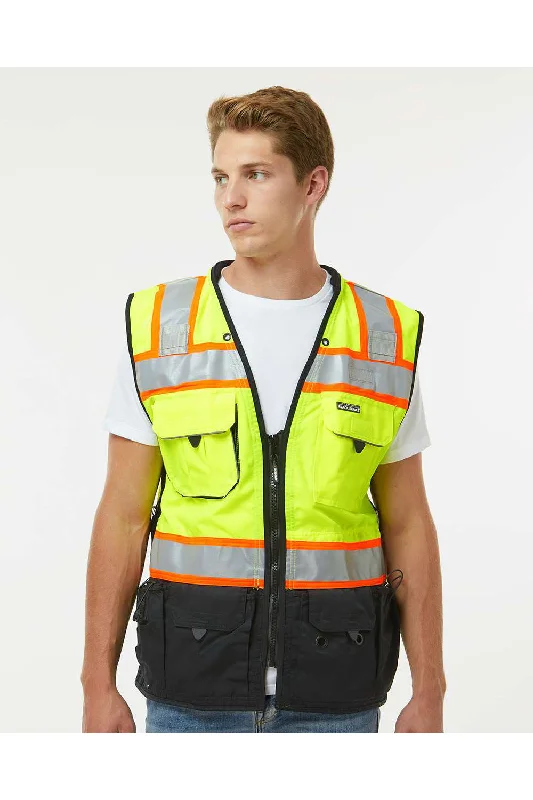 Kishigo Mens Premium Black Series Surveyors Vest - Lime Green