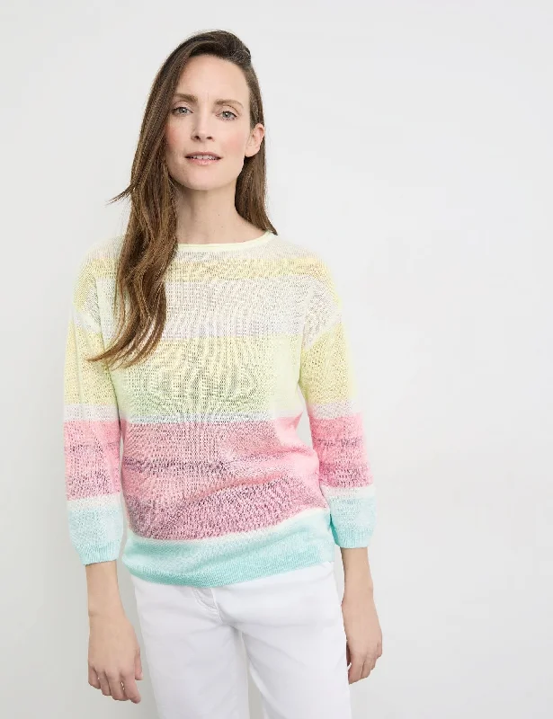 Women's Oversized Chunky Knit Pullovers in Neutral Tones Colour Block Pullover