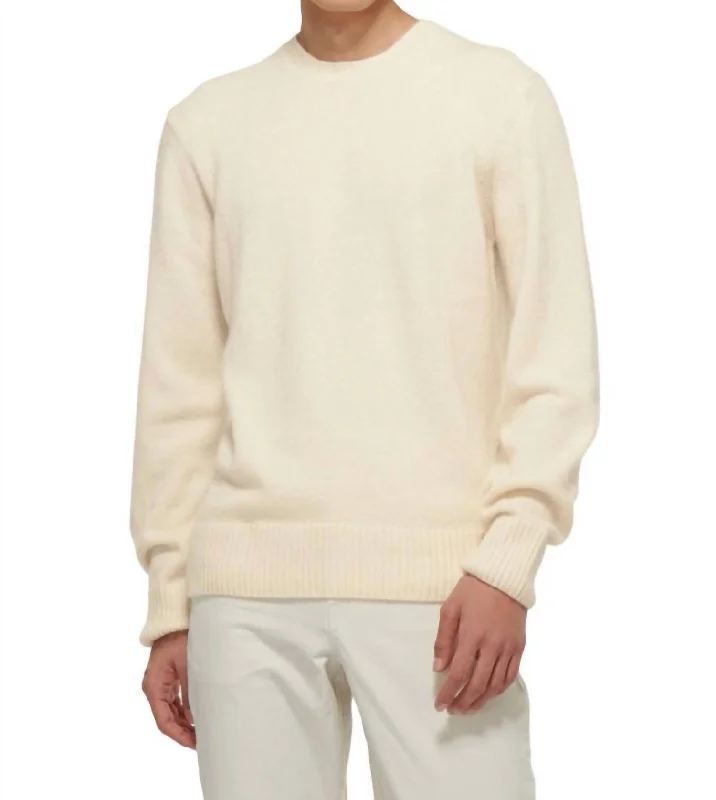 Lorca Crew Neck Knit Sweater In Alabaster