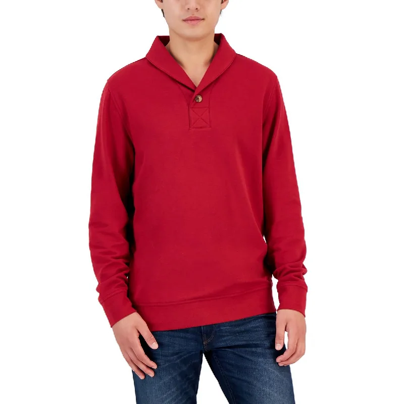 Mens Fleece Placket Pullover Sweater