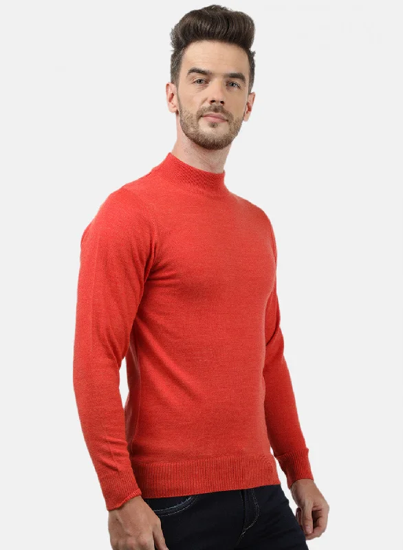 Men Orange Solid Pullover