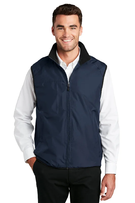 Port Authority Mens Challenger Wind & Water Resistant Full Zip Vest - Navy Blue - Closeout