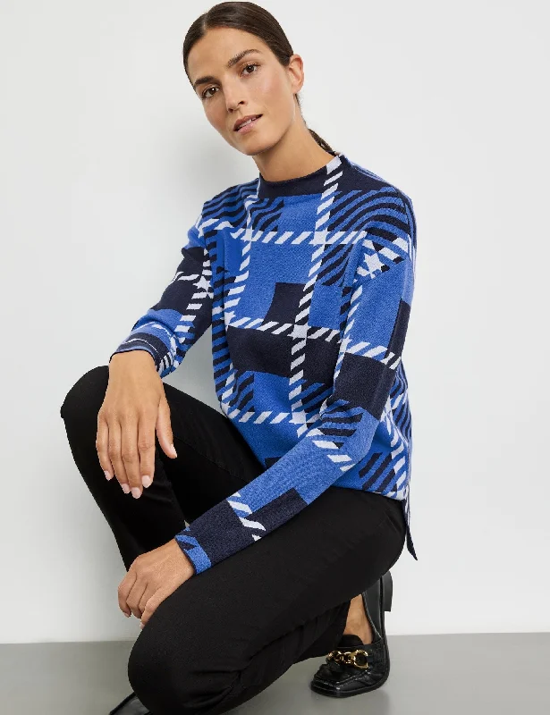 Cropped Women's Pullovers in a Sporty Style for Trendy Outfits Check Pullover
