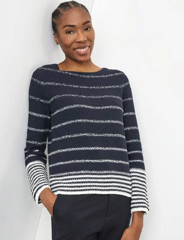 Women's Mock Neck Pullovers in Satin Fabric for Elegance Pullover with Stripes
