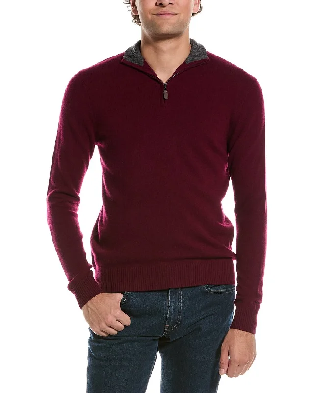 Qi Cashmere 1/4-Zip Cashmere Mock Sweater