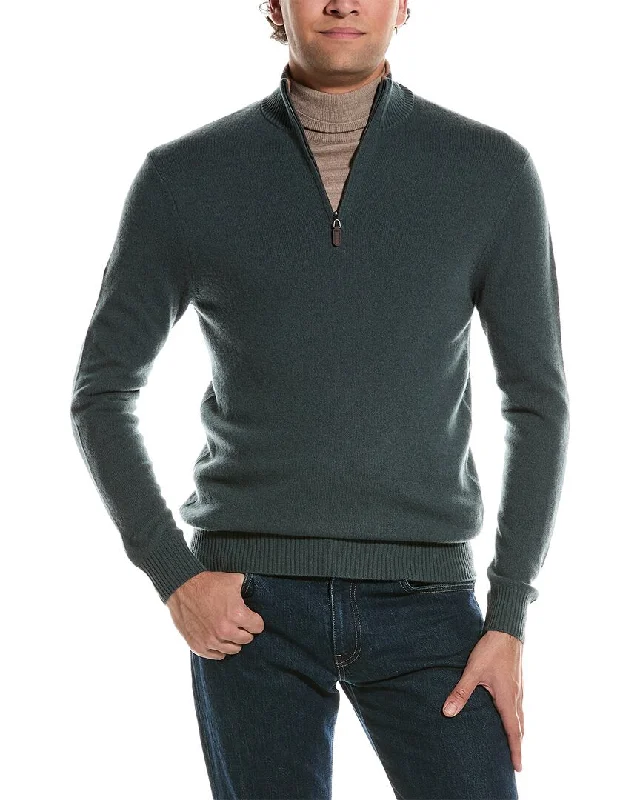 Qi Cashmere 1/4-Zip Cashmere Mock Sweater