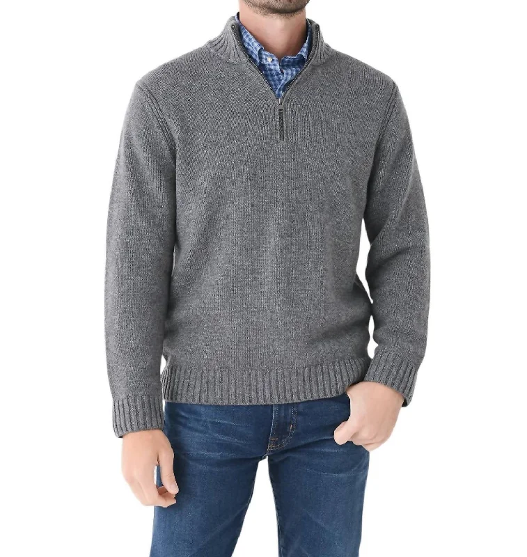 Relaxed Quarter-Zip Sweater In Medium Heather Grey