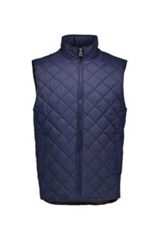 Weatherproof Mens Vintage Diamond Quilted Full Zip Vest - Navy Blue - NEW