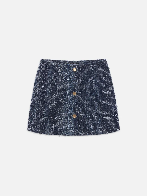Wide - leg women jeans for a modern and relaxed vibe  Denim Boucle Skirt -- Magic
