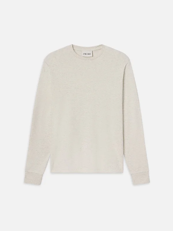 High - rise flare women jeans for a 70s - inspired look  Duo Fold Long Sleeve Crew -- Oatmeal Heather