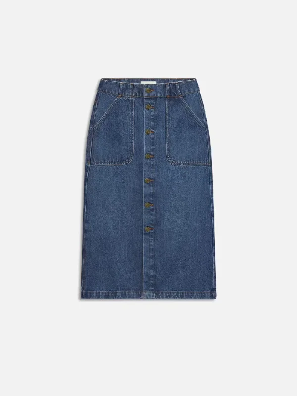 Wide - leg women jeans for a modern and relaxed vibe  Modern Pocket Midi Skirt -- October