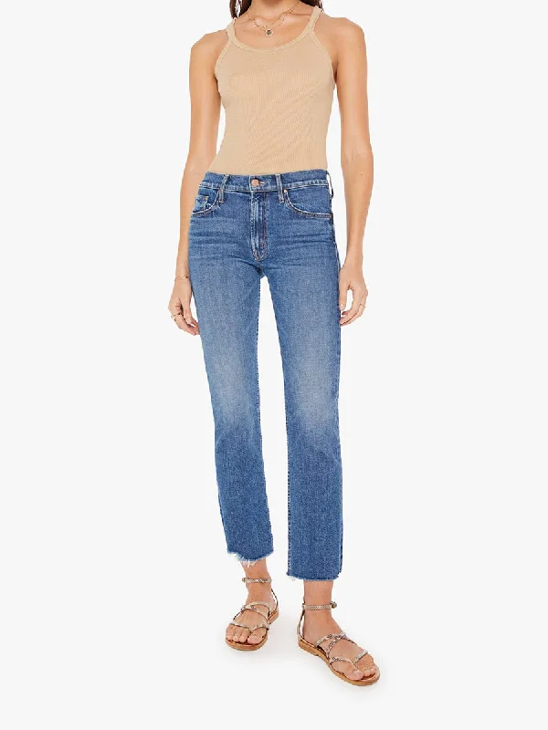 Embroidered women jeans with intricate patterns  Mid Rise Rider Ankle Fray Jean - Local Charm