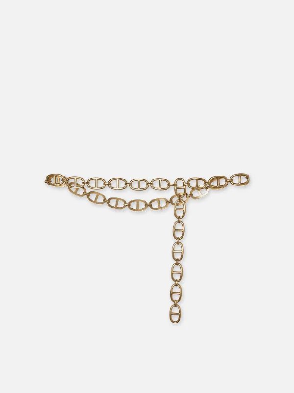 Dark - wash women jeans for a sophisticated and slimming effect  Open Link Chain Belt -- Gold