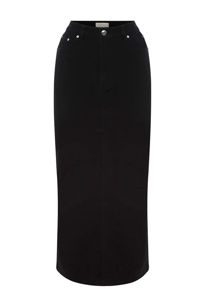 Button - fly women jeans with a traditional touch  Posse Harvey Skirt in Black