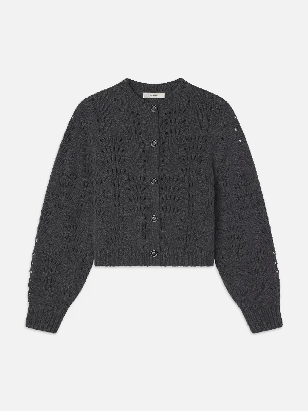 Wide - leg women jeans for a modern and relaxed vibe  Textured Stitch Cardigan -- Dark Gris Heather