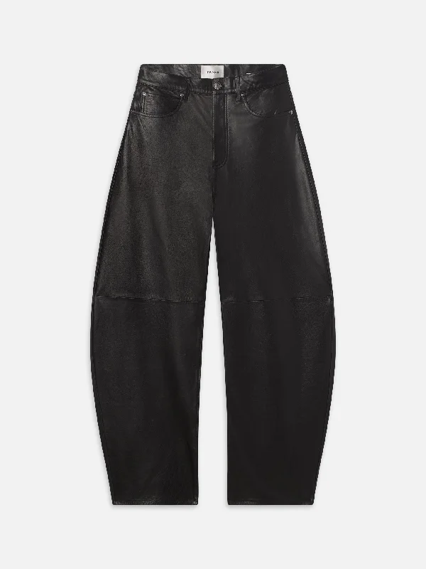 Wide - leg women jeans for a modern and relaxed vibe  The Leather Bubble -- Black