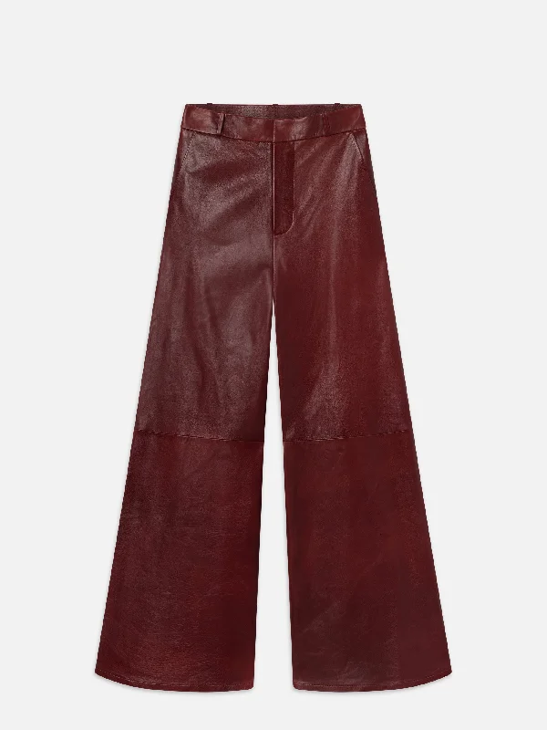 Skinny women jeans with a form - fitting design  The Wide Leather Trouser -- Syrah Red