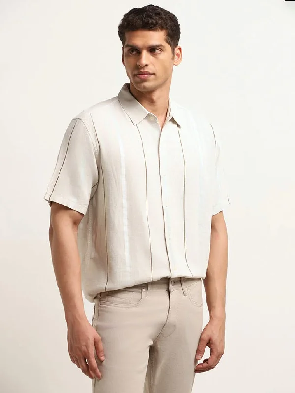 Women's pants for cocktail parties Distressed women jeans for a trendy and edgy look Ascot Beige Striped Relaxed Fit Blended Linen Shirt Women's pants for cocktail parties Distressed women jeans for a trendy and edgy look Ascot Beige Striped Relaxed Fit Blended Linen Shirt