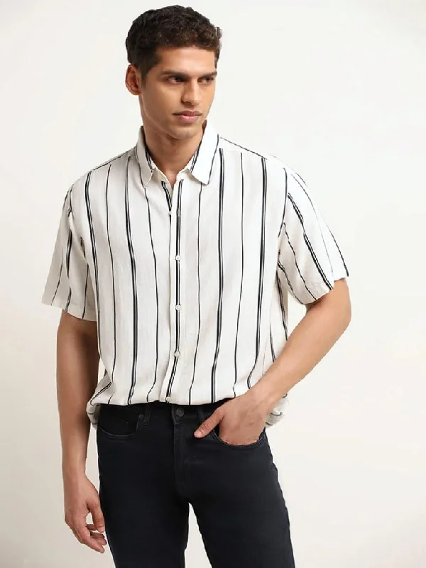 Women's spring - fresh floral pants Skinny women jeans with a form - fitting design Ascot Navy Striped Relaxed Fit Blended Linen Shirt Women's spring - fresh floral pants Skinny women jeans with a form - fitting design Ascot Navy Striped Relaxed Fit Blended Linen Shirt