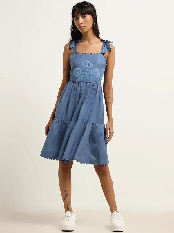 Women's silk evening pants Stretch women jeans for enhanced mobility and comfort Bombay Paisley Blue Embroidered Cotton Blend Tiered Dress Women's silk evening pants Stretch women jeans for enhanced mobility and comfort Bombay Paisley Blue Embroidered Cotton Blend Tiered Dress
