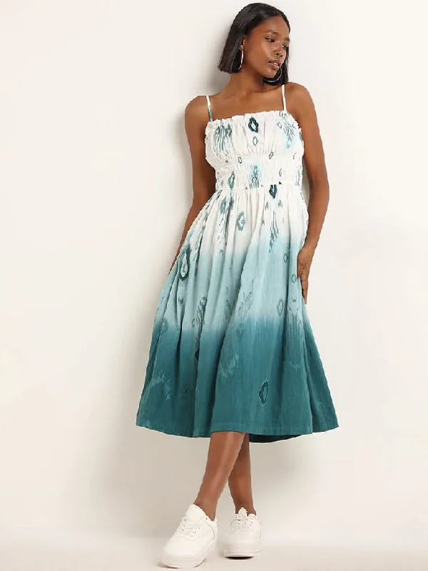 Women's lace - trimmed evening pants Light - wash women jeans for a fresh and summery appearance Bombay Paisley Teal Ikat Printed Ombre Cotton A-Line Dress Women's lace - trimmed evening pants Light - wash women jeans for a fresh and summery appearance Bombay Paisley Teal Ikat Printed Ombre Cotton A-Line Dress