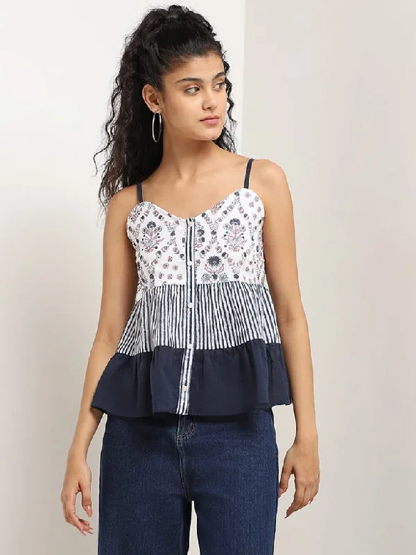 Women's spring - fresh floral pants Skinny women jeans with a form - fitting design Bombay Paisley White Mixed Printed Cotton Top Women's spring - fresh floral pants Skinny women jeans with a form - fitting design Bombay Paisley White Mixed Printed Cotton Top
