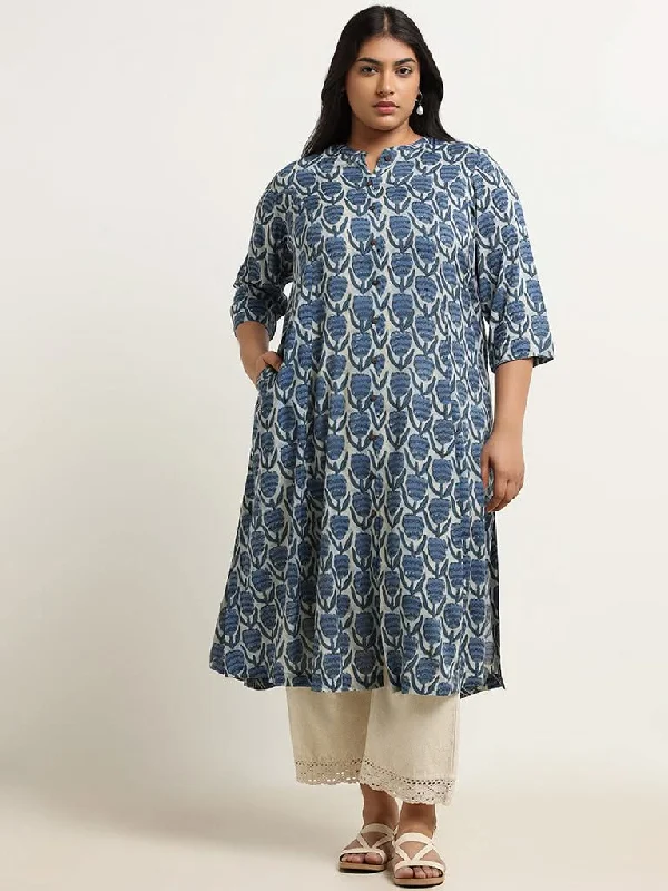 Women's pants for running Wide - leg women jeans for a modern and relaxed vibe Diza Indigo Button-Down Printed Kurta Women's pants for running Wide - leg women jeans for a modern and relaxed vibe Diza Indigo Button-Down Printed Kurta