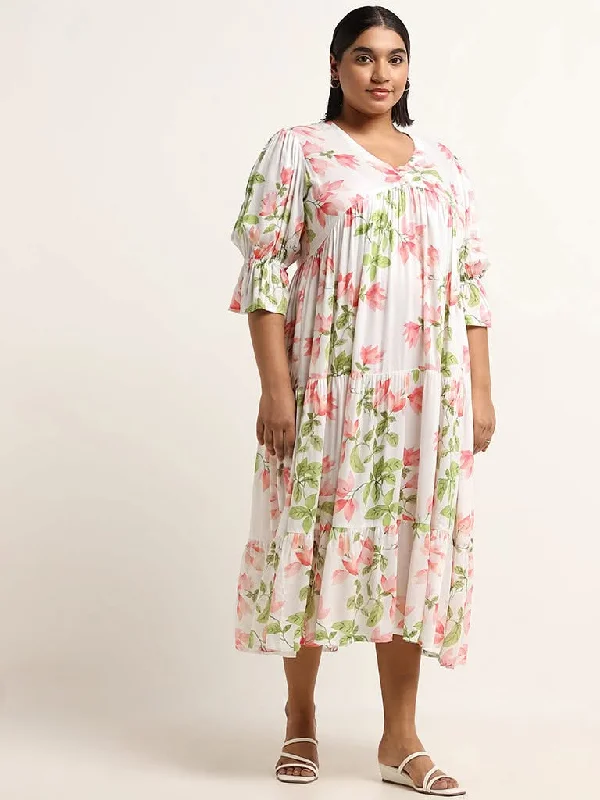 Women's skinny jeans pants High - waisted women jeans for a flattering silhouette Diza White Floral Tiered Dress